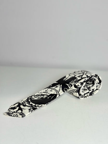 Gucci Off-white, Black Leather Geometric Print Men's Tie