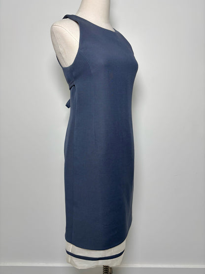 Women Size 6 Ralph Rucci Navy Solid Wool, Silk Fit & Flare Dress