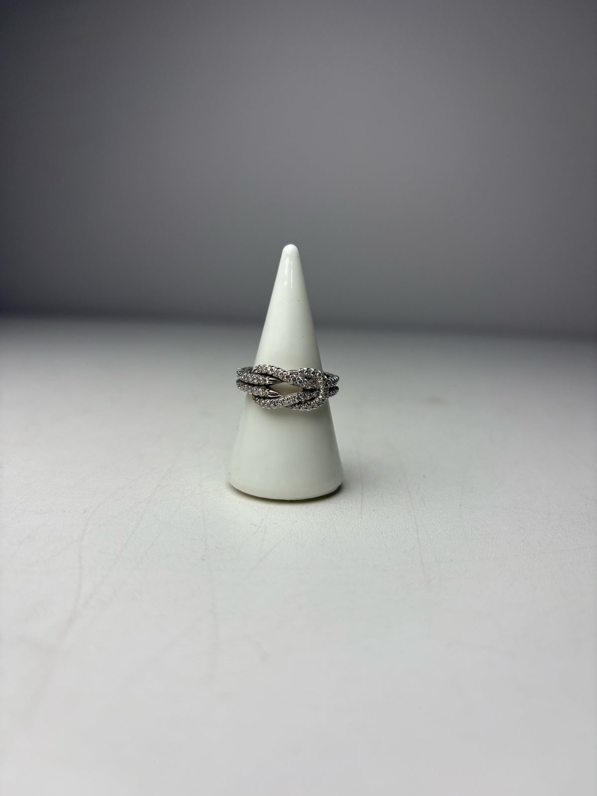 Women's Size 6 John Hardy Love Knot Diamond Sterling Silver Pre-Owned Ring