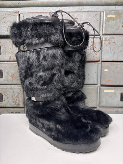W Shoe Size 10 Tory Burch Black Rabbit Fur Boots