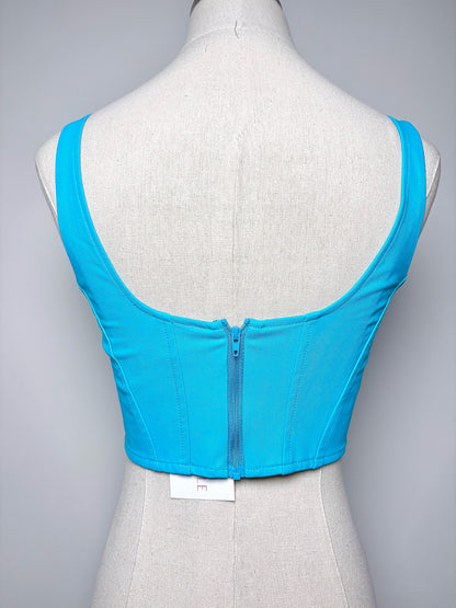 Women Size S Amanda Uprichard Turquoise Pittito Leather Cropped Top