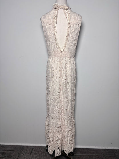 Women Size 6 Anna Sui Cream Lace Maxi Sleeveless Dress