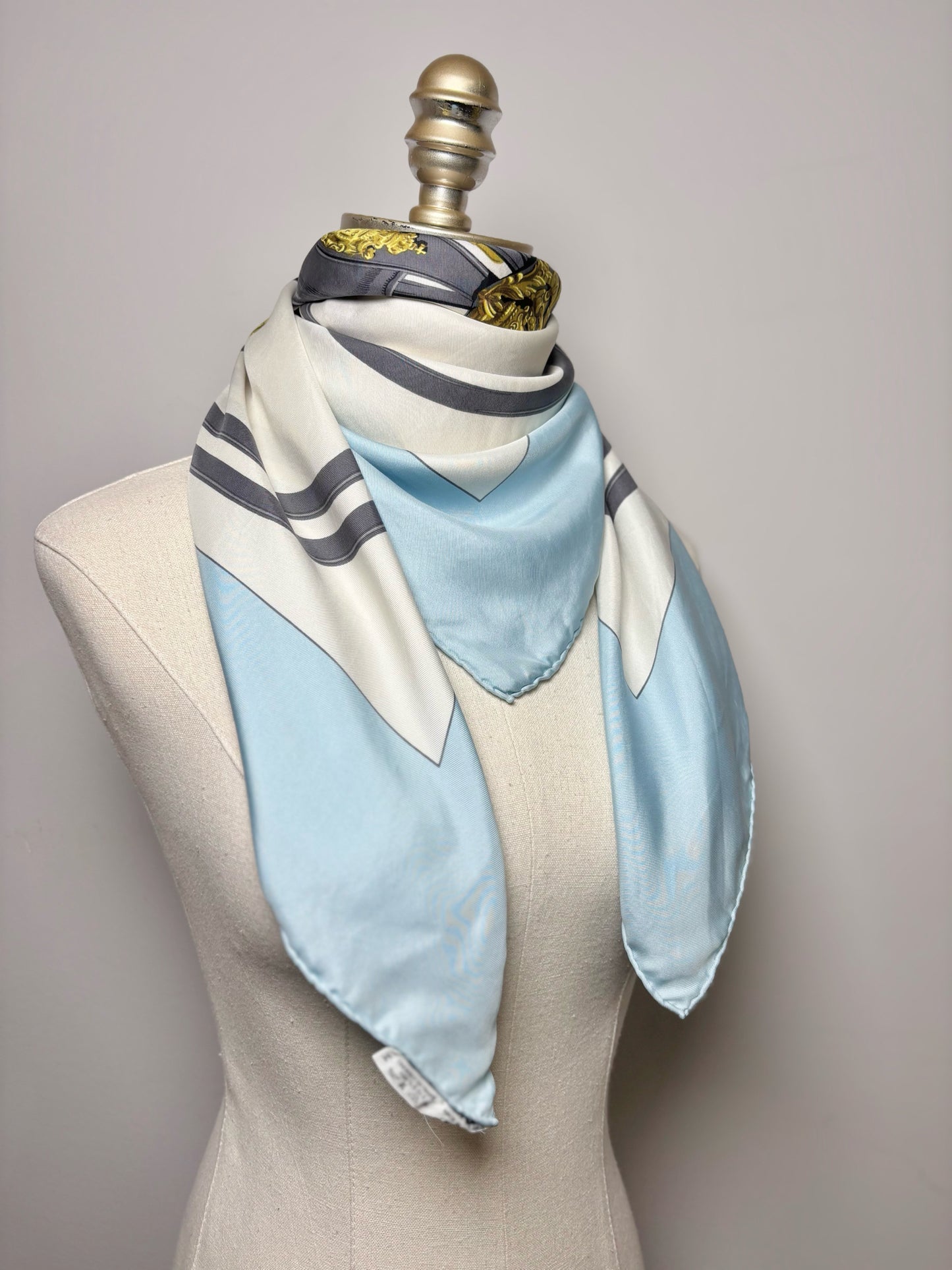 Hermes Horse Silk Blue Scarf