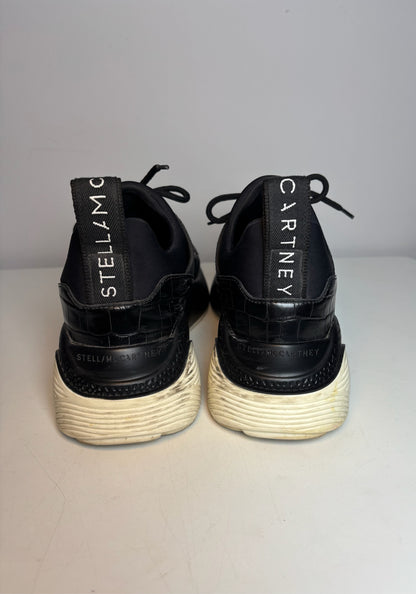W Shoe Size 8 Stella McCartney Black Faux Leather Sneakers