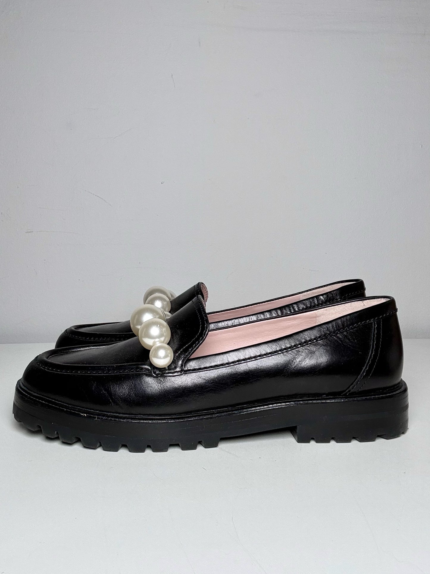W Shoe Size 9 Kate Spade Madison Ave Black & White Leather Pre-owned Loafers