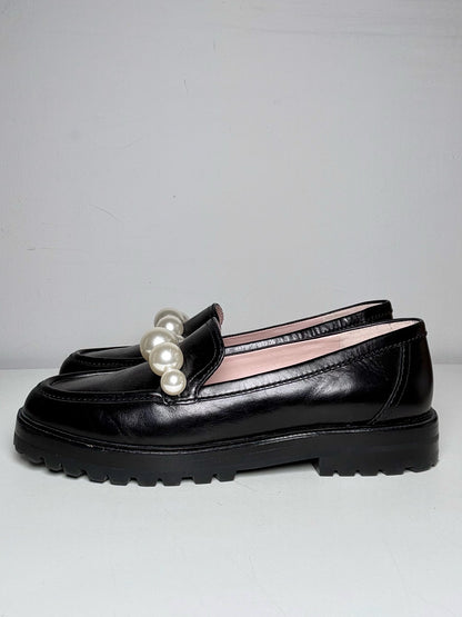 W Shoe Size 9 Kate Spade Madison Ave Black & White Leather Pre-owned Loafers