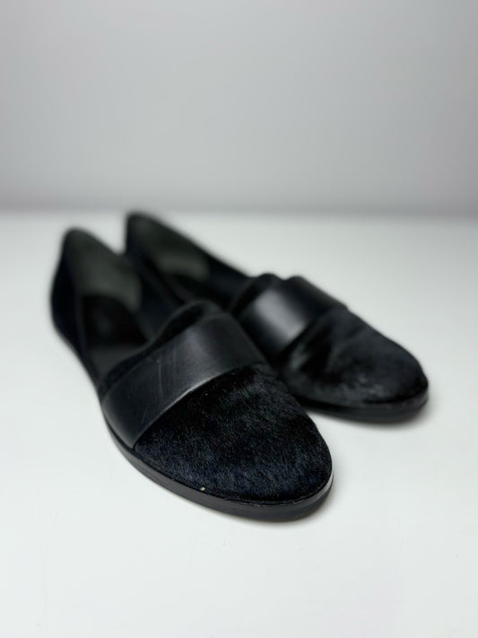W Shoe Size 37.5 (7 US) Vince Black Leather, Calf Hair NWT Flats