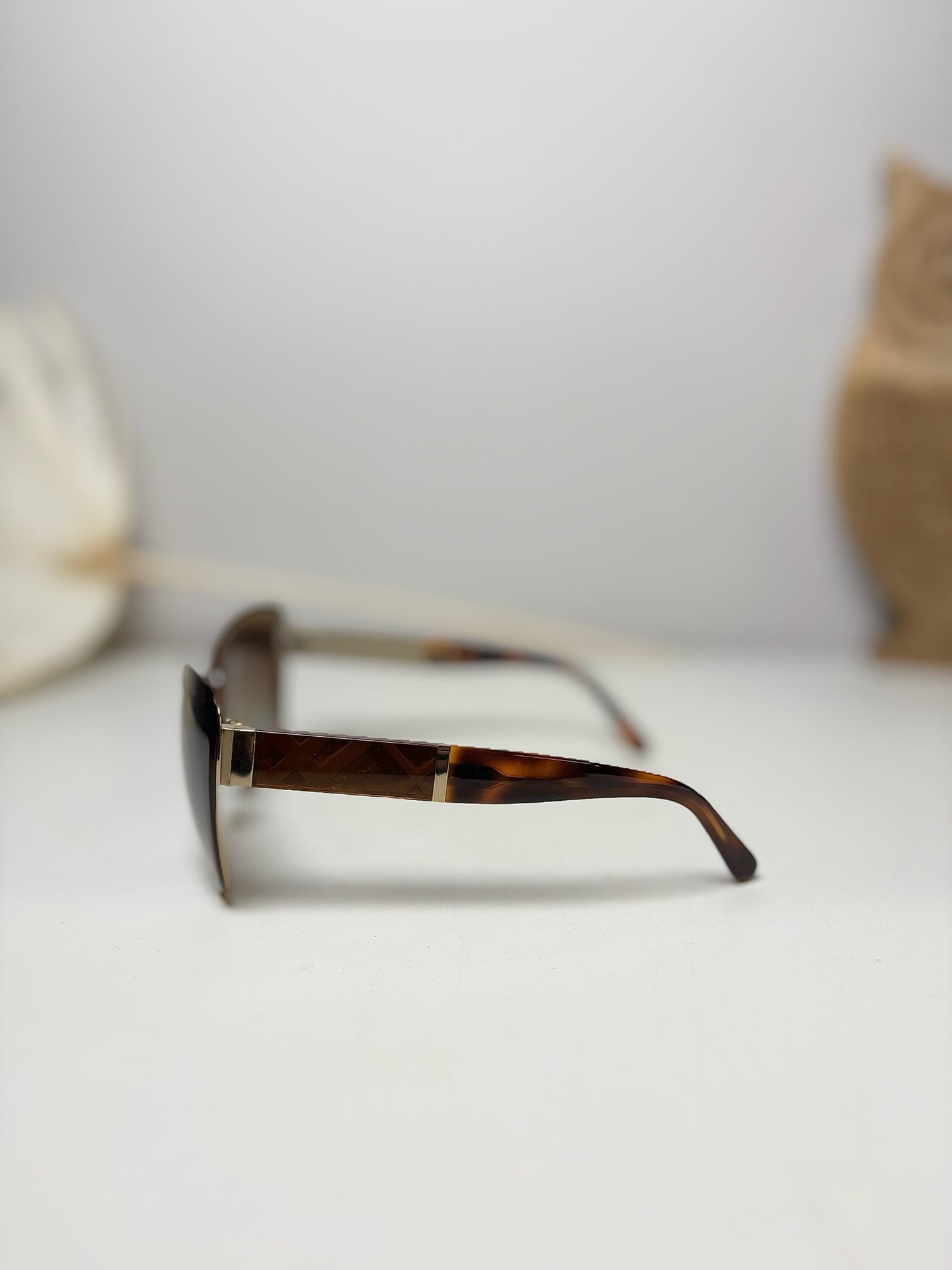 Burberry Brown Cat Eye Silvertone Hardware Sunglasses
