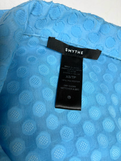 Women Size XS Smythe Blue Embroidered Dot Pre-Owned Button-Down Blouse