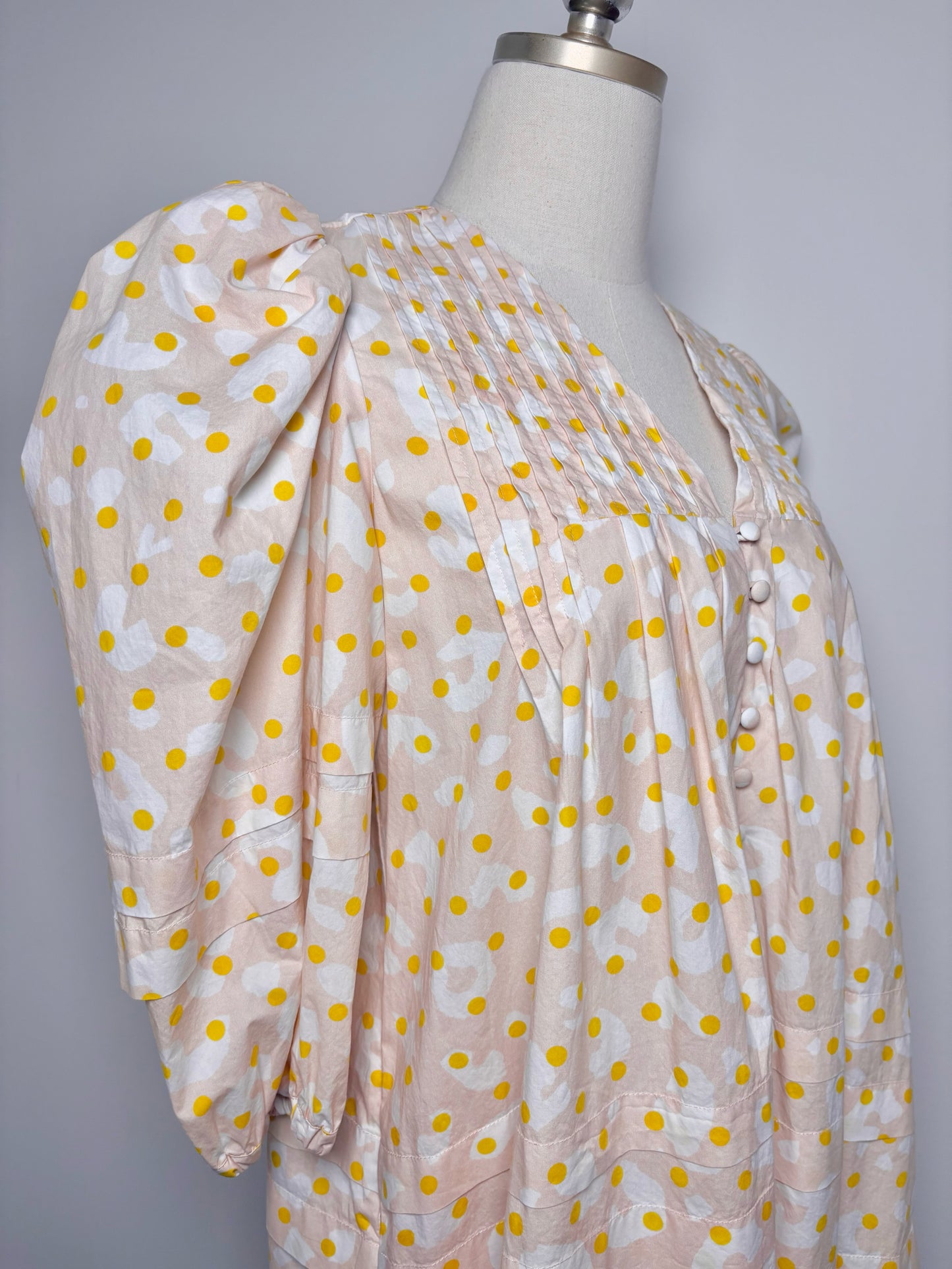 Women Size M Hunter Bell Pink,white,yellow Abstract Art Cotton Dress