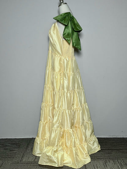 Women Size XL Hutch Pale Yellow Green Shoulder Ties Pre-owned, NWT Dress