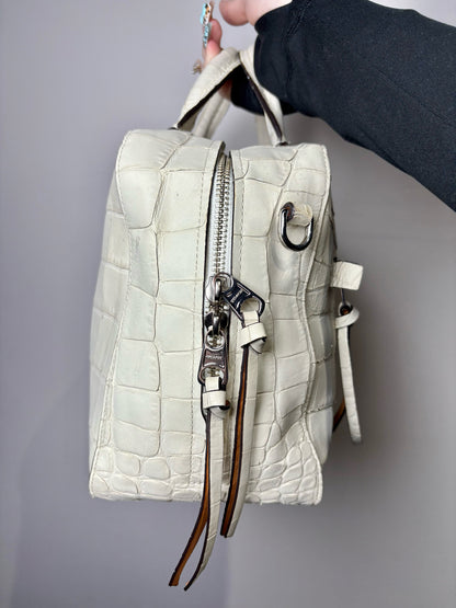 Coach Croc Embossed Leather Off-white Bleeker Purse