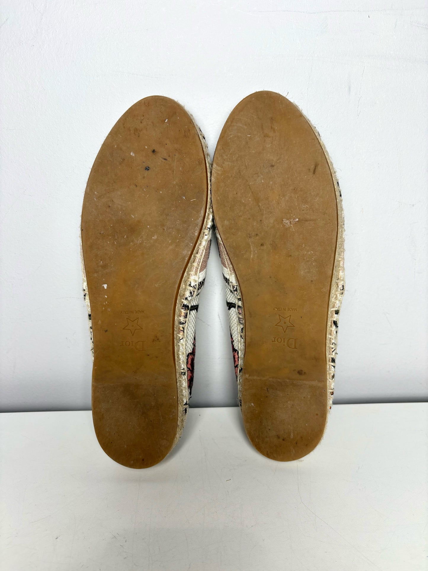 W Shoe Size 38.5 (8 US) Christian Dior Cream Cotton Pre-owned Slip-ons