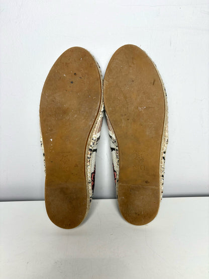 W Shoe Size 38.5 (8 US) Christian Dior Cream Cotton Pre-owned Slip-ons