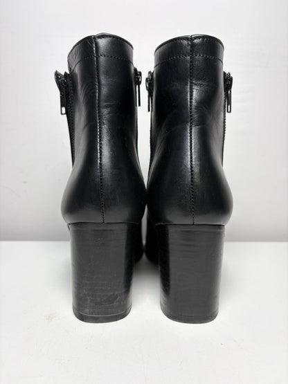 Women's Shoe Size 10 Frye Addie Double Zip Black Leather Pre-Owned Block Heel Ankle Boots