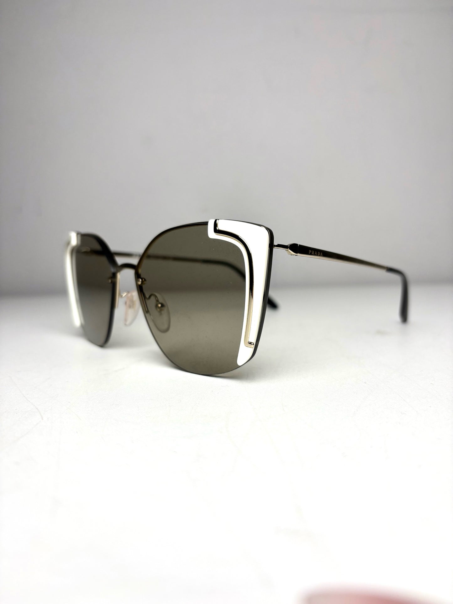 Women's Prada Absolute Ornate PR 59VS Black & Gold Pre-Owned Oversized Sunglasses