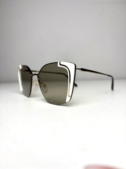 Women's Prada Absolute Ornate PR 59VS Black & Gold Pre-Owned Oversized Sunglasses