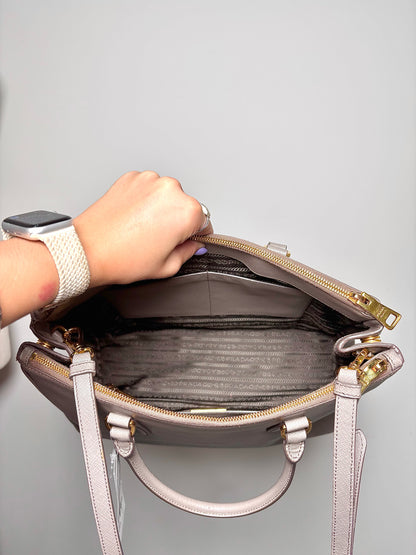 Prada Solid Saffiano Leather Pre-owned Taupe Galleria Tote
