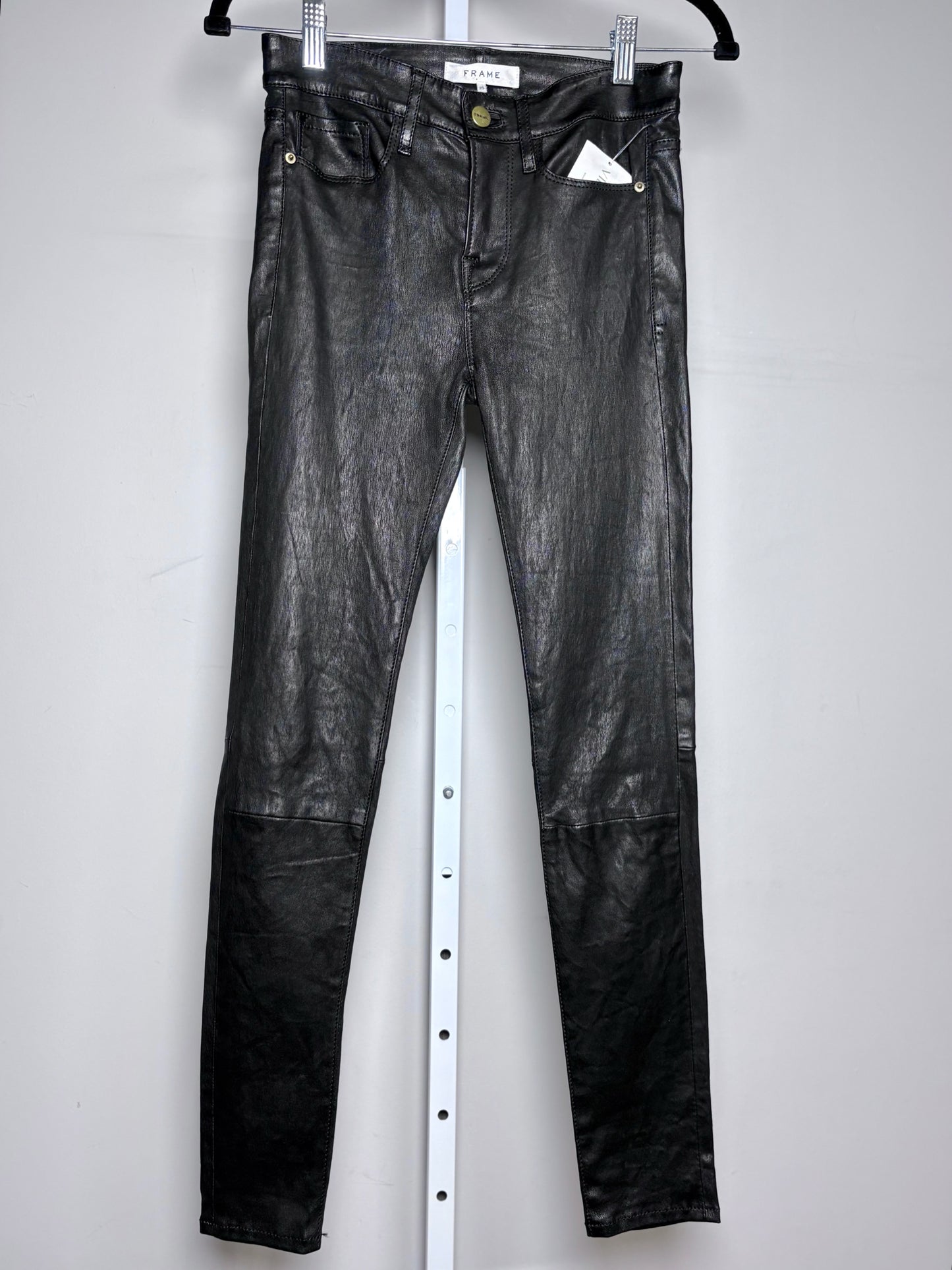 Women Size 25 Frame Black Solid Leather Not Vintage Pants