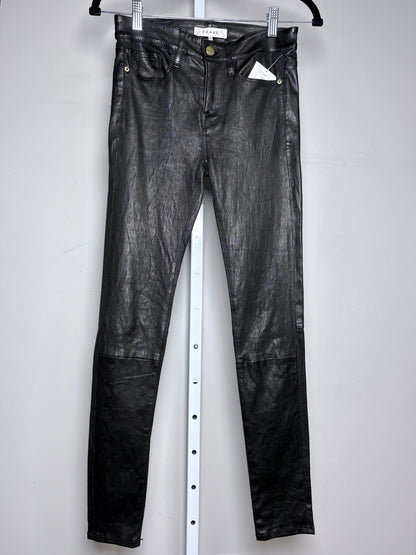 Women Size 25 Frame Black Solid Leather Not Vintage Pants
