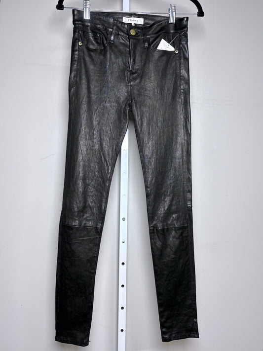 Women Size 25 Frame Black Solid Leather Not Vintage Pants