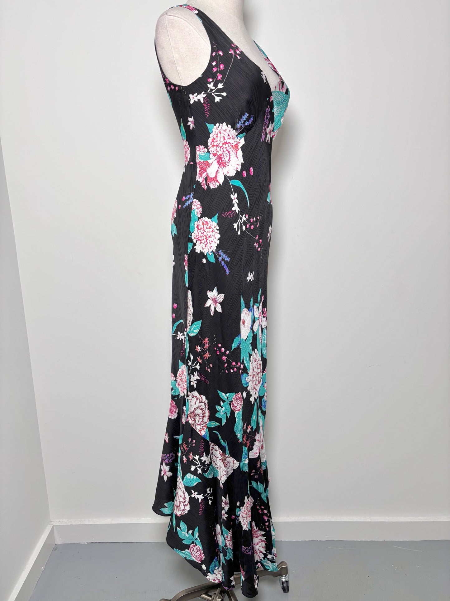 Women Size S Diane Von Furstenberg Black, pink, white, blue Floral Viscose Dress