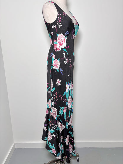 Women Size S Diane Von Furstenberg Black, pink, white, blue Floral Viscose Dress