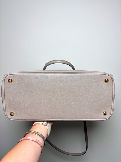 Prada Solid Saffiano Leather Pre-owned Taupe Galleria Tote