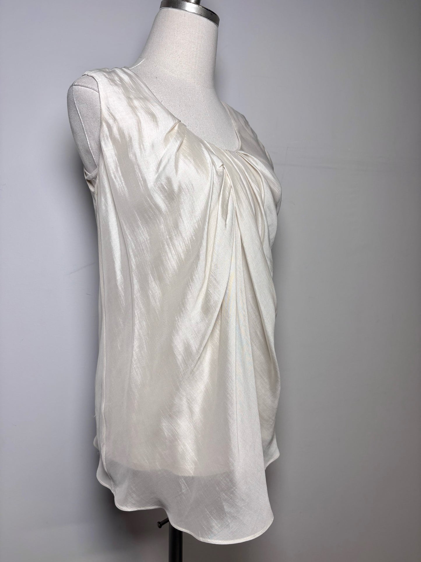 Women Size M Brunello Cucinelli Bone Cotton Blend Sleeveless Pre-owned Top
