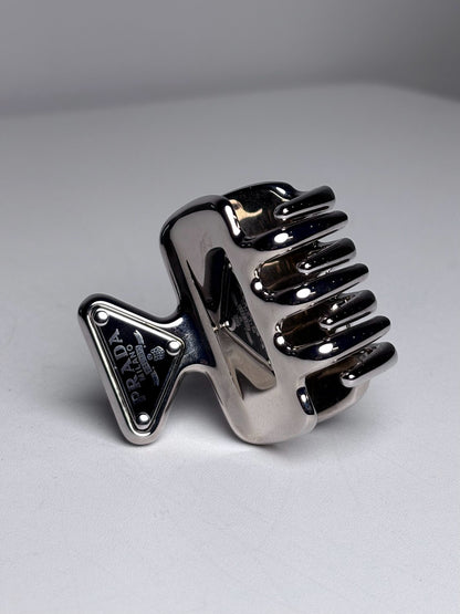 Prada NWT Metal Hair Clip Silver Hair Pre-owned Accessory