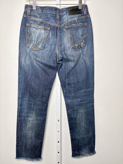 Women Size 26 (Sz 2) ROCKS Roy Roger's Blue Solid w/Embroidery Denim Jeans