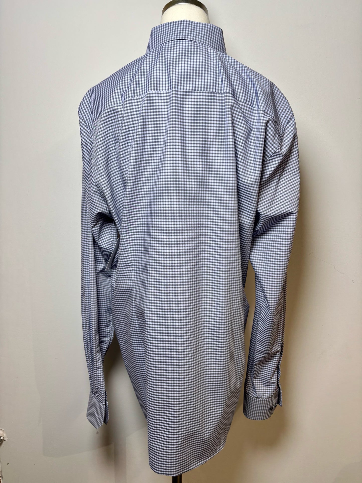 Mens Size XL Eton Light Blue Cotton Gingham Men's Shirt