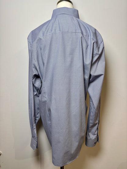 Mens Size XL Eton Light Blue Cotton Gingham Men's Shirt