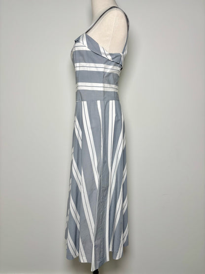 Women Size 6 J. Peterman Gray, White Stripe Cotton Dress