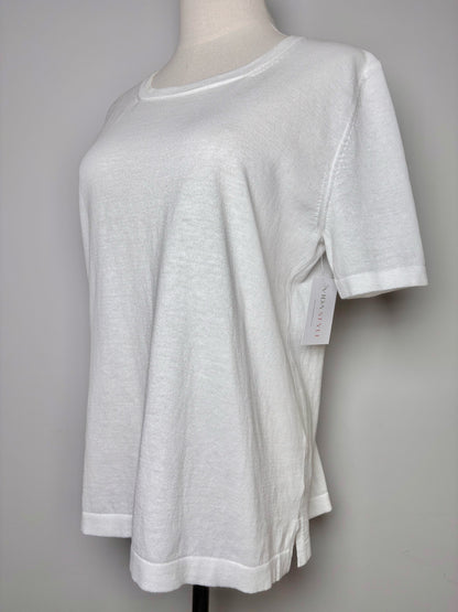 Women Size 46 (10, US) Amina Rubinacci White Solid Pure cotton Sweater