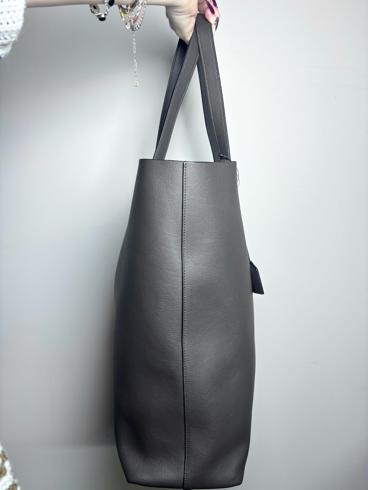 Yves Saint Laurent Dark Grey North-South Shopping Tote w/Tassel