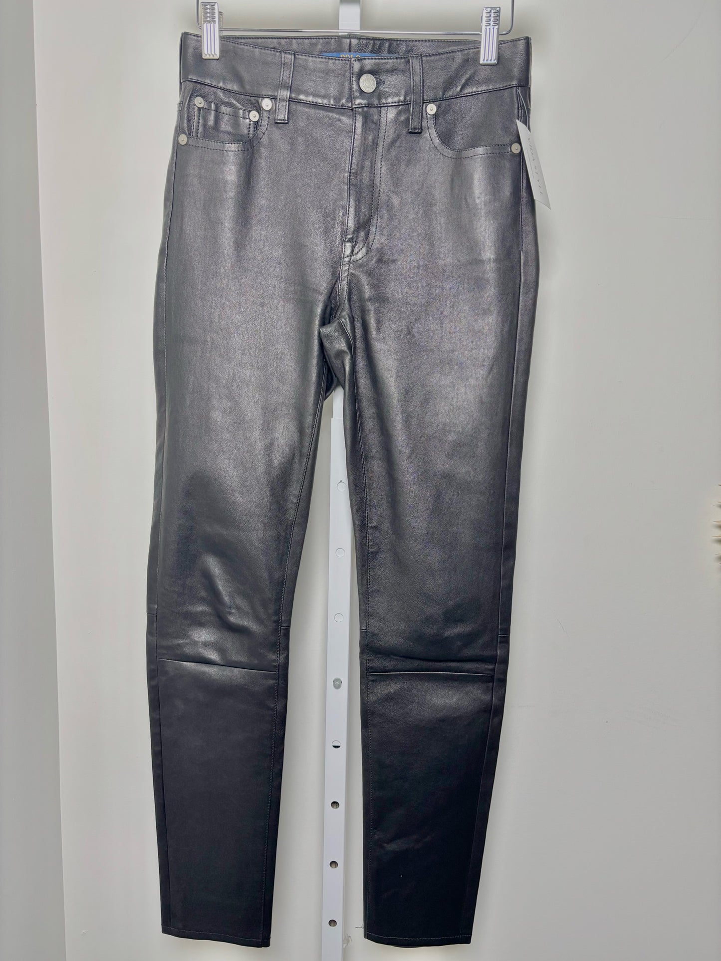 Women Size 0 Polo by Ralph Lauren Black Leather Tapered Leg Jeans