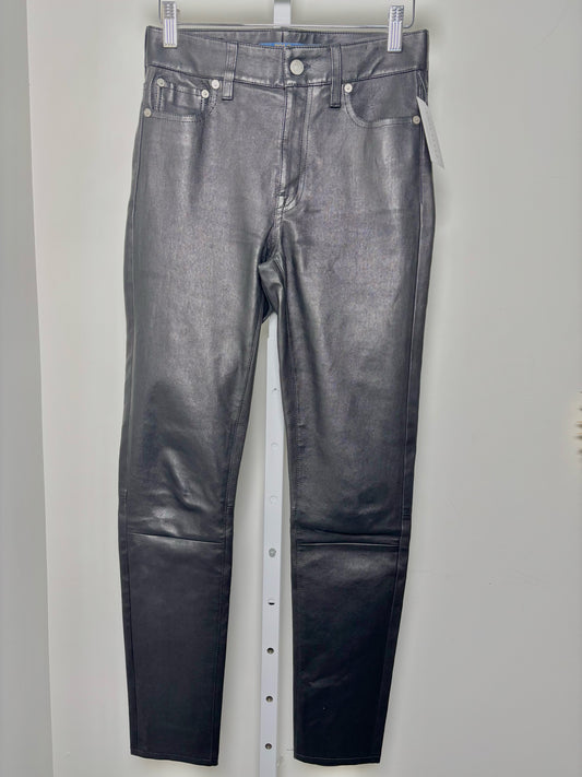 Women Size 0 Polo by Ralph Lauren Black Leather Tapered Leg Jeans