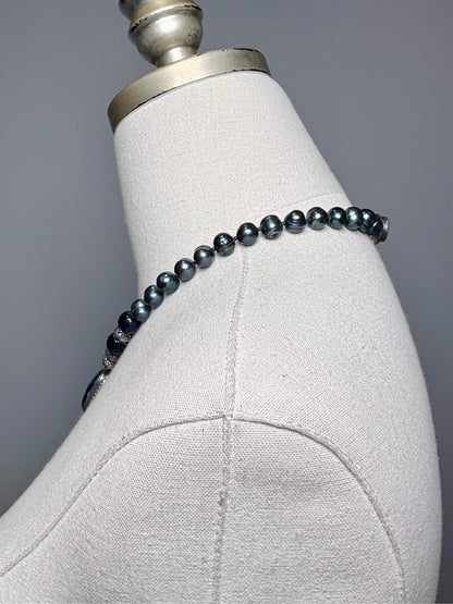 925 Sterling Silver Labradorite Pendant Tahitian Pearls Pre-owned Necklace