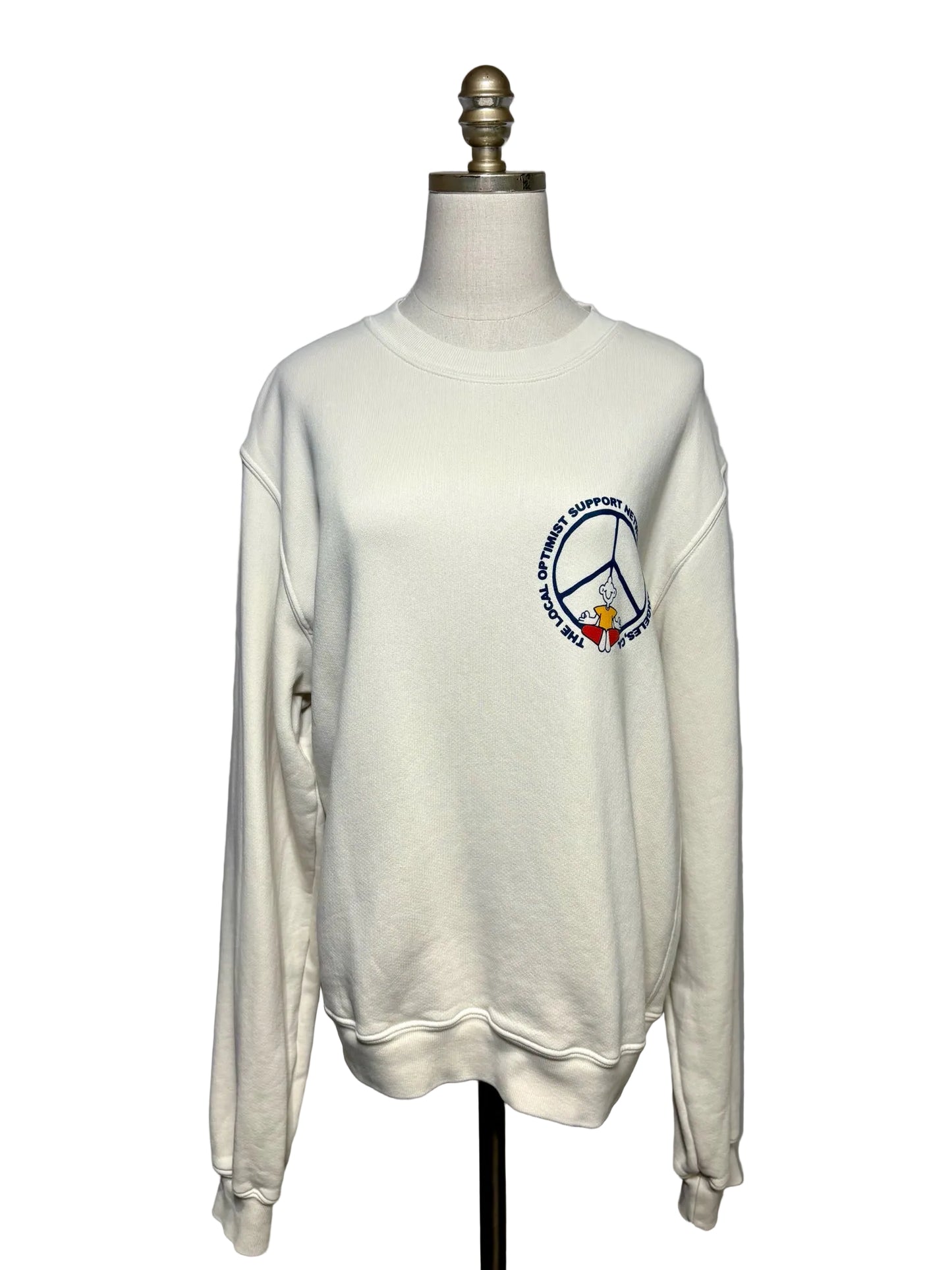 Women's Size M Madhappy Cream Peace Sign Pure Cotton Pre-Owned Crewneck Sweater