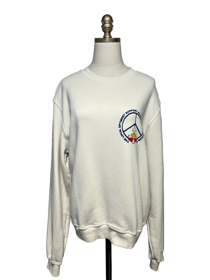 Women's Size M Madhappy Cream Peace Sign Pure Cotton Pre-Owned Crewneck Sweater
