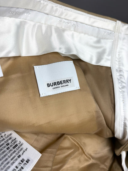 Women Size 4 Burberry Khaki w/Orange Piping Cotton w/Stretch Pre-owned Pants