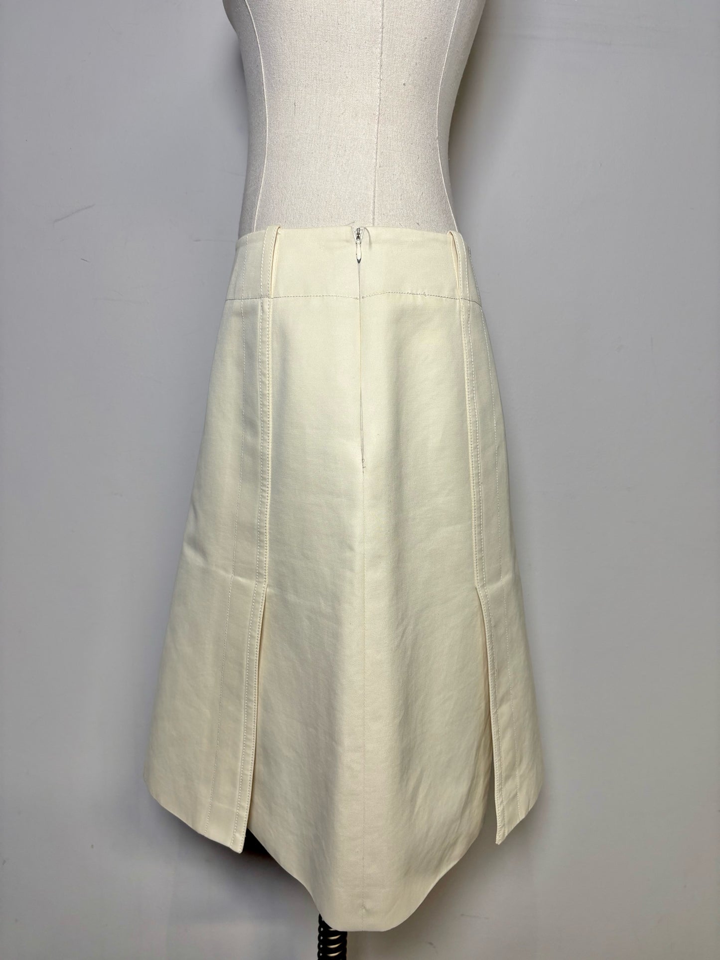 Women Size 44 (10, US) Loro Piana Ivory Pure Silk Pre-owned Knee Length Skirt