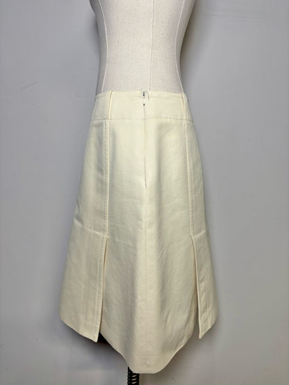 Women Size 44 (10, US) Loro Piana Ivory Pure Silk Pre-owned Knee Length Skirt