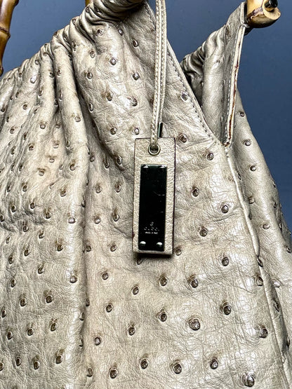 Gucci Solid Vintage Leather Pre-owned Taupe Ostrich Purse