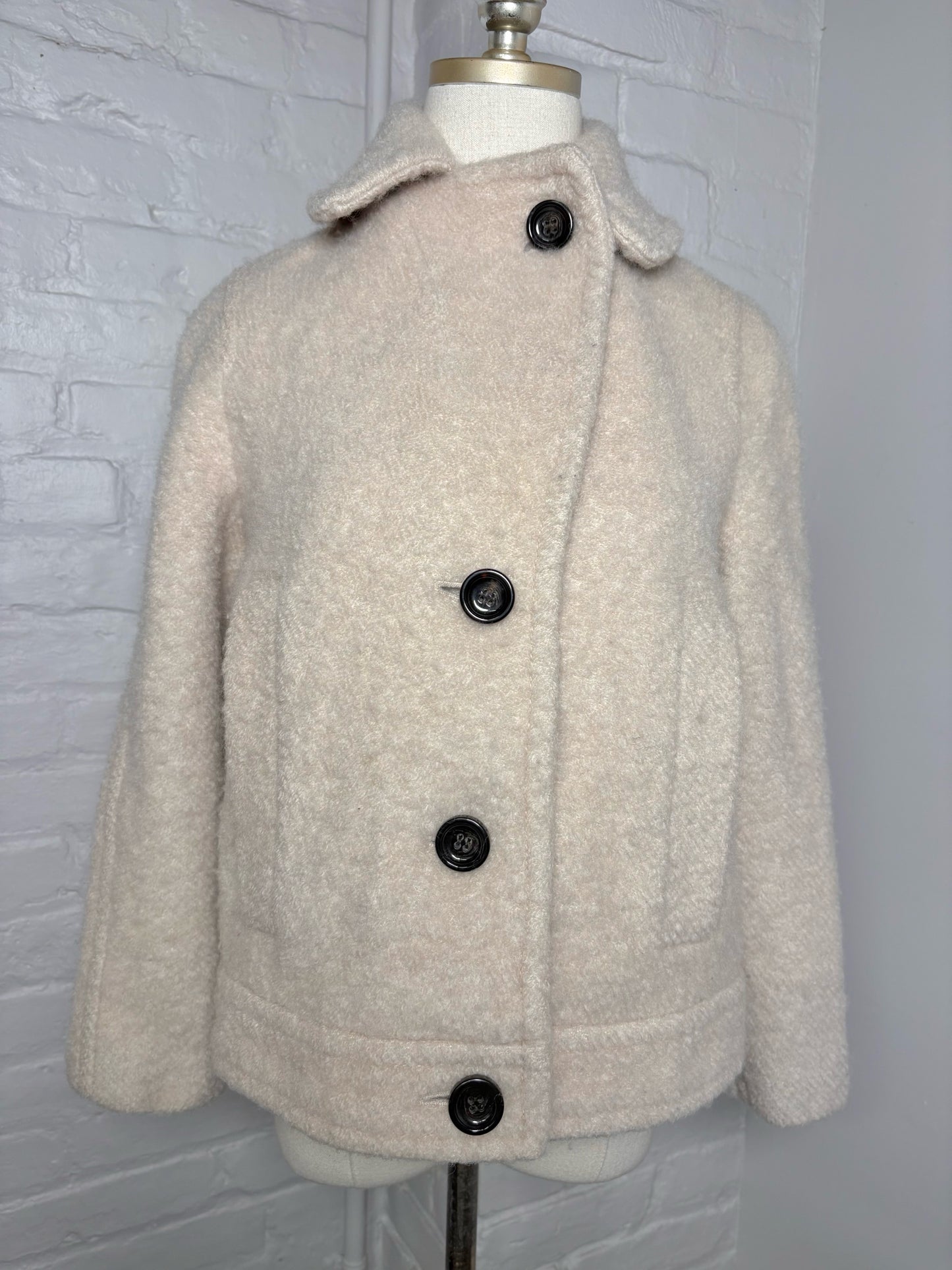 Women Size XS Coach Oatmeal Solid Wool Coat