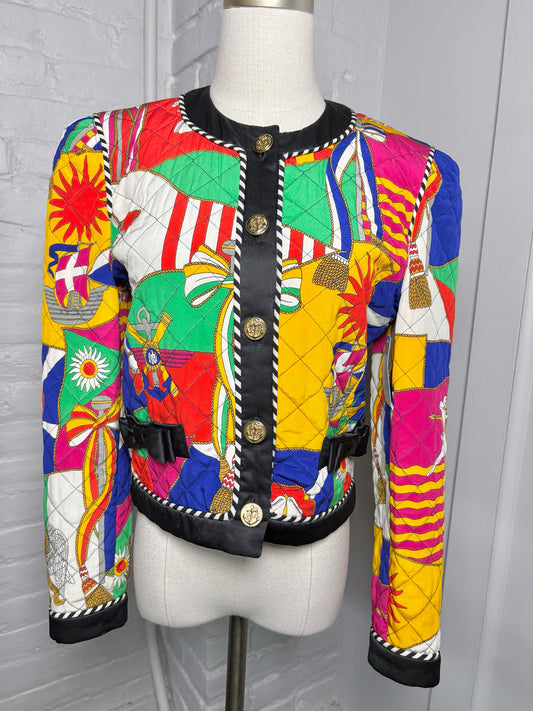 Women Size 34 (2) Escada Multi-Color Flag Pre-owned Vintage Blazer