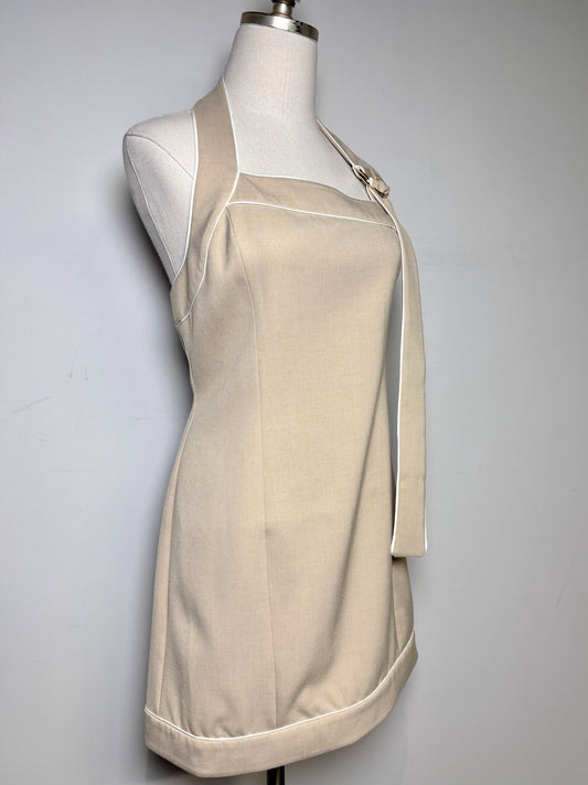 Women Size 10 Significant Other Beige Solid w/Piping Women's Dress Pre-Owned NWT