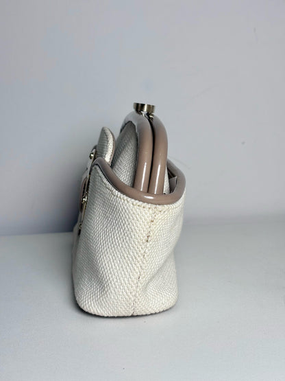 Escada Woven Canvas Pre-owned, NWT Tan, beige Patent Clutch Purse