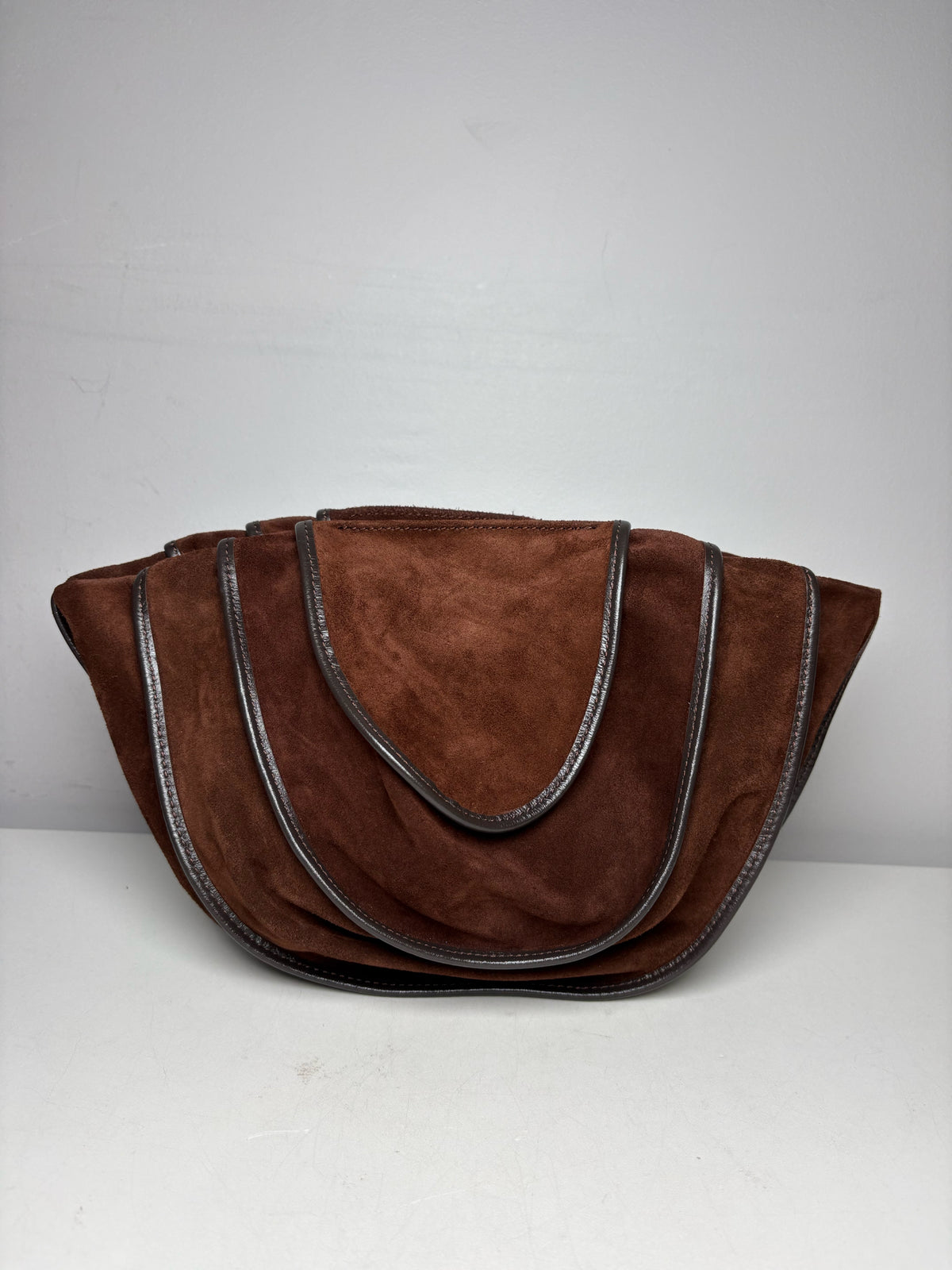 Women's STAUD Wells Convertible Brown Suede Black Leather Pre-Owned Shoulder Bag / Clutch